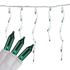 Set Of 100 Green Icicle Christmas Lights - 7.8 Ft White Wire 7 Set Of 100 Green Icicle Christmas Lights - 7.8 Ft White Wire -Best Christmas Store brightstar 36 704 77 3 62552.1667575741