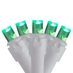 70 Green LED Wide Angle Icicle Christmas Lights - 5.25 Ft White Wire