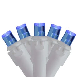 Set Of 70 Blue LED Wide Angle Icicle Christmas Lights - 6ft White Wire