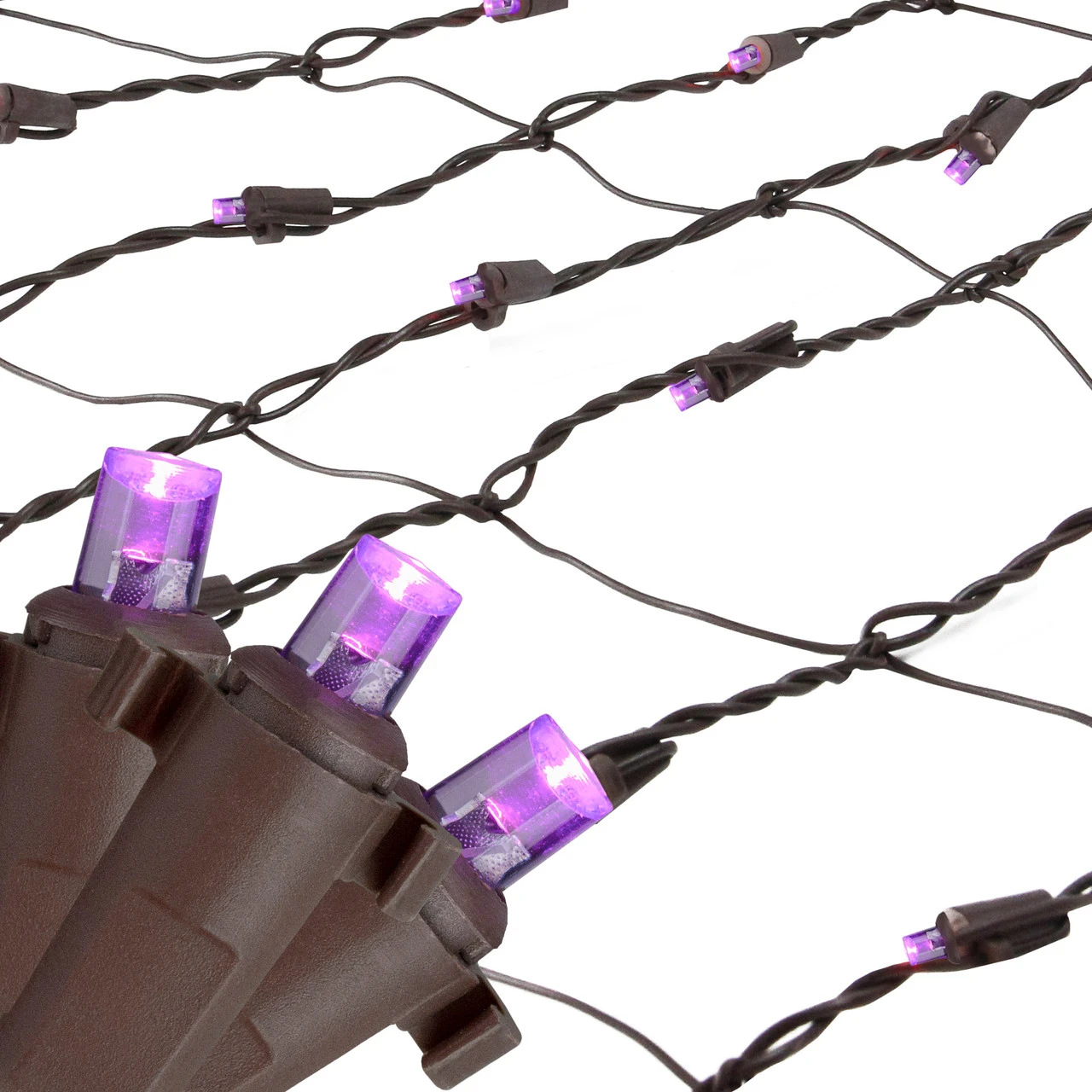 2' X 8' Purple LED Net Style Tree Trunk Wrap Christmas Lights - Brown Wire 2 2' X 8' Purple LED Net Style Tree Trunk Wrap Christmas Lights - Brown Wire - Image 2