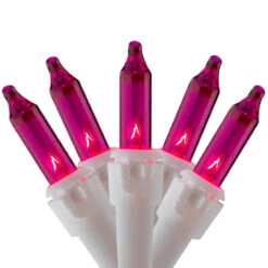 100 Count Pink Mini Icicle Christmas Lights - 7ft, White Wire