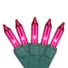4' X 6' Pink Mini Net Style Christmas Lights - Green Wire