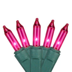 4' X 6' Pink Mini Net Style Christmas Lights - Green Wire
