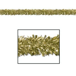 Set Of 12 Festive Metallic Gold Foil Tinsel 6-Ply Christmas Garlands 15' - Unlit