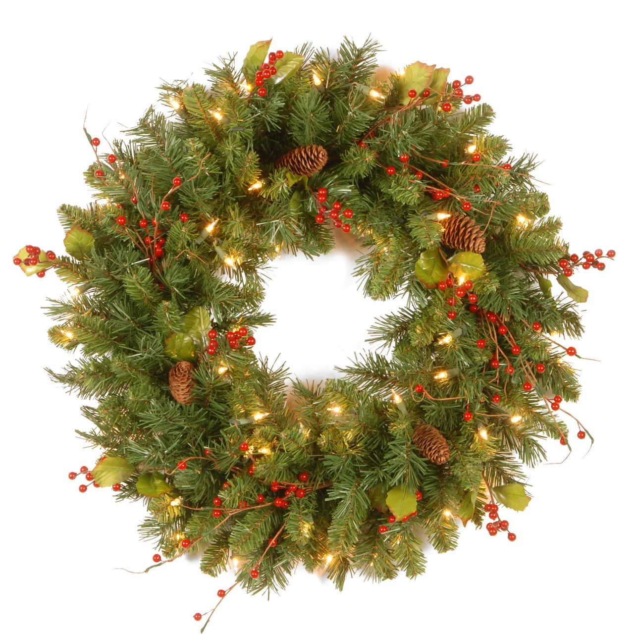 24" Classical Collection Wreath With Clear Lights 1 24" Classical Collection Wreath With Clear Lights