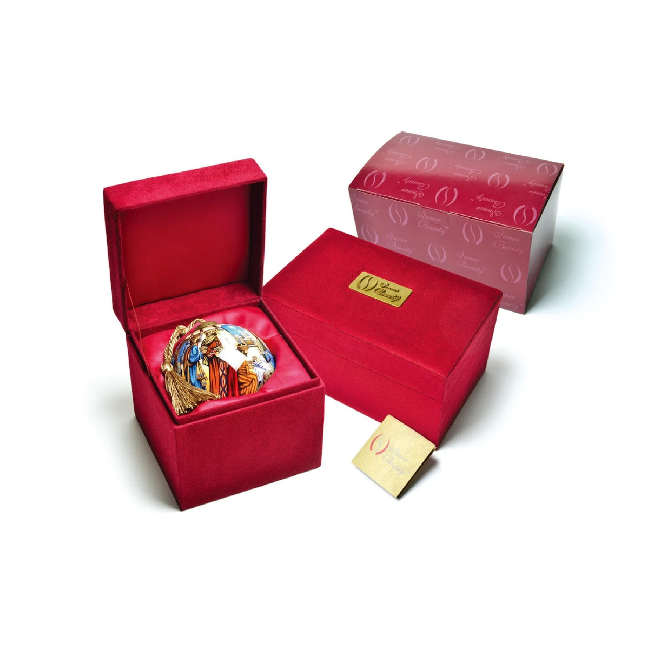 4.75” Ivory And Blue Beach Glass Hanging Christmas Ornament 2 4.75” Ivory And Blue Beach Glass Hanging Christmas Ornament - Image 2