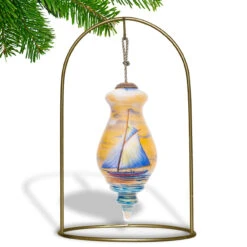 5” Blue And Yellow Sailing Boat Hand Painted Spire Shaped Mouth Blown Glass Hanging Christmas Ornament 7 5” Blue And Yellow Sailing Boat Hand Painted Spire Shaped Mouth Blown Glass Hanging Christmas Ornament -Best Christmas Store dacf 1812005 3 47371.1667621011