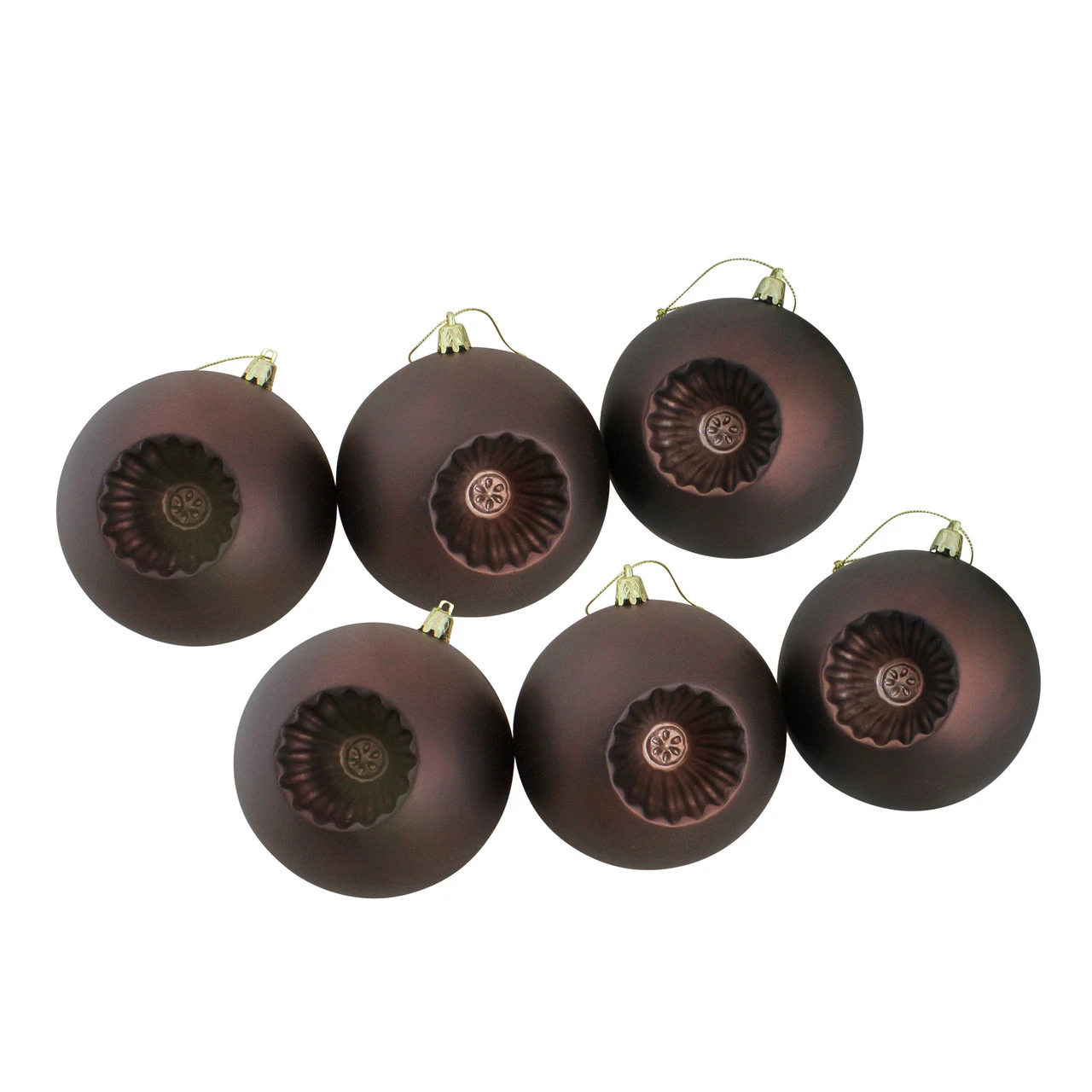 6ct Brown Shatterproof Matte Christmas Ball Ornaments 4" (100mm) 2 6ct Brown Shatterproof Matte Christmas Ball Ornaments 4" (100mm) - Image 2