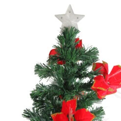 5' Pre-Lit Medium Fiber Optic Artificial Christmas Tree With Red Poinsettias - Multicolor Lights -Best Christmas Store dak gd 41750 2 84329.1667663658