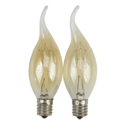 Pack Of 2 Cleveland Vintage Lighting Edison Style E17 Base Flame Candlestick Bulbs - 7 Watts