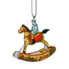 3.25" Yellow, Red, And Blue Rocking Horse Collectible Tin Ornament