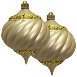 2ct Gold Shatterproof Swirled Christmas Onion Finial Ornament 6" (150mm)