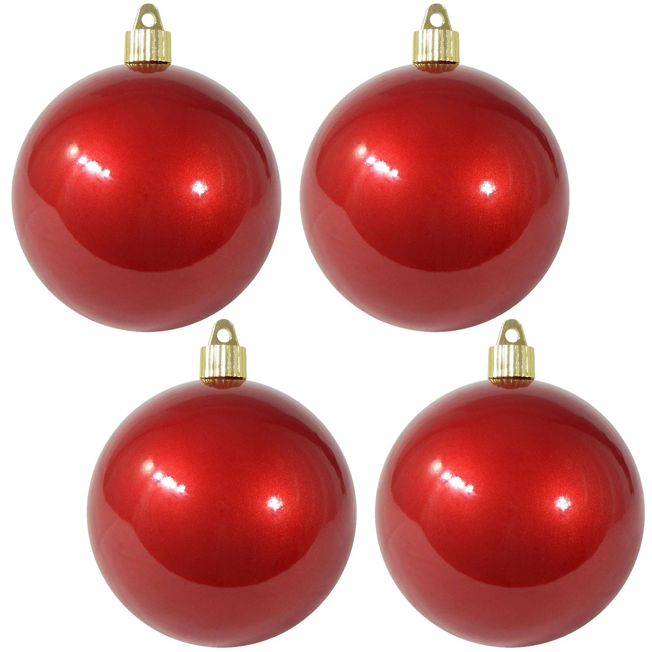 4ct Candy Red Shatterproof Christmas Ball Ornaments 4" (100mm) 1 4ct Candy Red Shatterproof Christmas Ball Ornaments 4" (100mm)