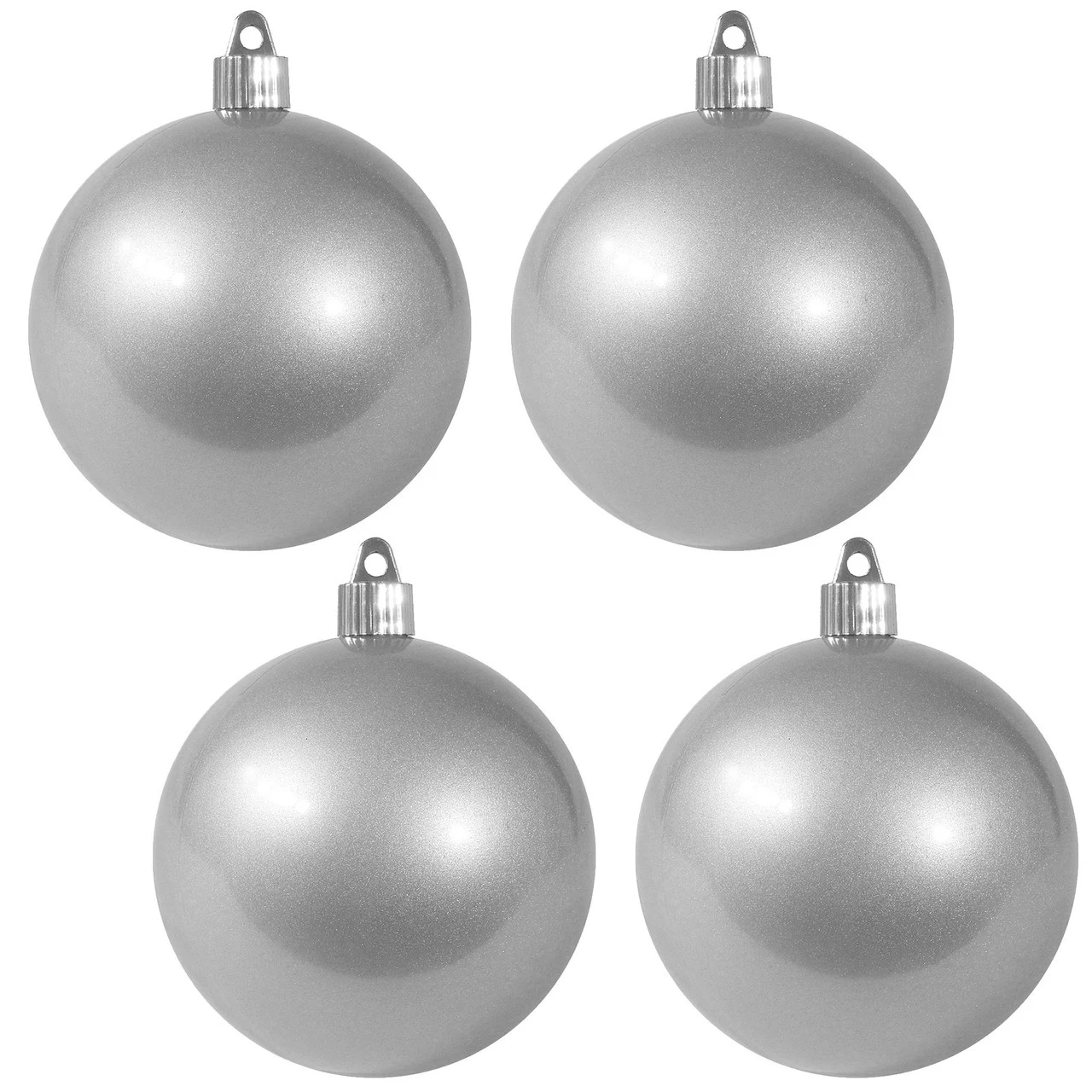 4ct Candy Silver Shatterproof Shiny Finish Christmas Ball Ornaments 4" (100mm) 1 4ct Candy Silver Shatterproof Shiny Finish Christmas Ball Ornaments 4" (100mm)