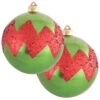 2ct Limeade And Red Chevron Shatterproof Christmas Ball Ornament 6" (150mm)
