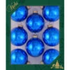 8ct Classic Blue Shiny Glass Christmas Ball Ornaments 2.5" (60mm)