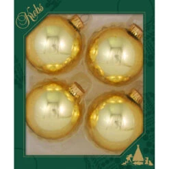 4ct Aztec Gold Shiny Christmas Ball Ornaments 3.25" (80mm)