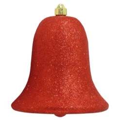 7" Red Shatterproof Glitter Christmas Bell Ornament