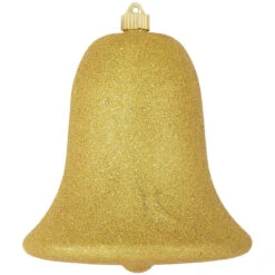 9" Gold Shatterproof Glitter Christmas Bell Ornament