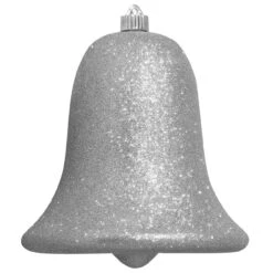9" Silver Shatterproof Glitter Christmas Bell Ornament