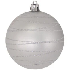 4ct Dove Gray And Silver Tangles Shatterproof Matte Christmas Ball Ornaments 3.25" (80mm)