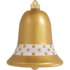 7" Candy Gold And White Shatterproof Christmas Bell Ornament