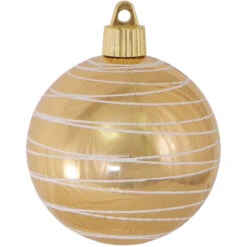 4ct Gold And White Tangles Shatterproof Shiny Christmas Ball Ornaments 3.25" (80mm)