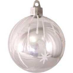 4ct Silver And White Shooting Stars Shatterproof Shiny Christmas Ball Ornaments 3.25" (80mm)