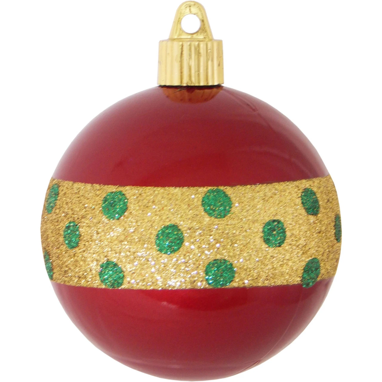 4ct Candy Red And Gold Dotted Band Shatterproof Shiny Christmas Ball Ornaments 3.25" (80mm) 1 4ct Candy Red And Gold Dotted Band Shatterproof Shiny Christmas Ball Ornaments 3.25" (80mm)