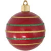 4ct Candy Red And Gold Striped Shatterproof Shiny Christmas Ball Ornaments 3.25" (80mm)
