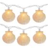 10 Count Iridescent Scalloped Seashell Novelty String Lights, 6.5 Ft White Wire
