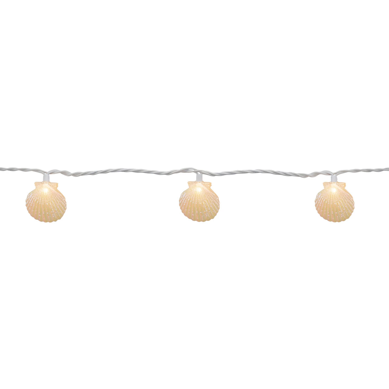 10 Count Iridescent Scalloped Seashell Novelty String Lights, 6.5 Ft White Wire 3 10 Count Iridescent Scalloped Seashell Novelty String Lights, 6.5 Ft White Wire - Image 3