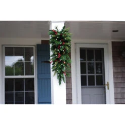 32" Pre-Lit Pine Artificial Christmas Teardrop Swag, Warm White And Multi LED Lights 10 32" Pre-Lit Pine Artificial Christmas Teardrop Swag, Warm White And Multi LED Lights -Best Christmas Store dghh20cbtd32 4 17538.1682081409