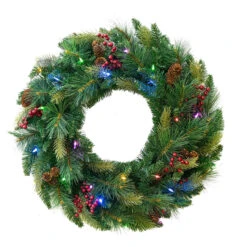 Pre-Lit Pine Artificial Christmas Wreath, 24-Inch, Warm White And Multi LED Lights 9 Pre-Lit Pine Artificial Christmas Wreath, 24-Inch, Warm White And Multi LED Lights -Best Christmas Store dghh20cbw24 4 34745.1682081415