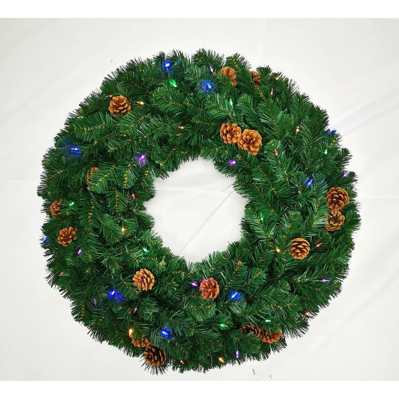 Pre-Lit Oregon Fir Artificial Christmas Wreath, 48-Inch, Warm White And Multi LED Lights 1 Pre-Lit Oregon Fir Artificial Christmas Wreath, 48-Inch, Warm White And Multi LED Lights