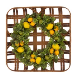 Greenery Lemon Artificial Christmas Wreath With Basket - 22-Inch, Unlit
