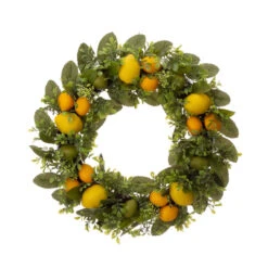 Greenery Lemon Artificial Christmas Wreath - 22-Inch, Unlit