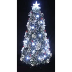 6' Pre-Lit Slim Cones And Berries Artificial Christmas Tree - LED Lights