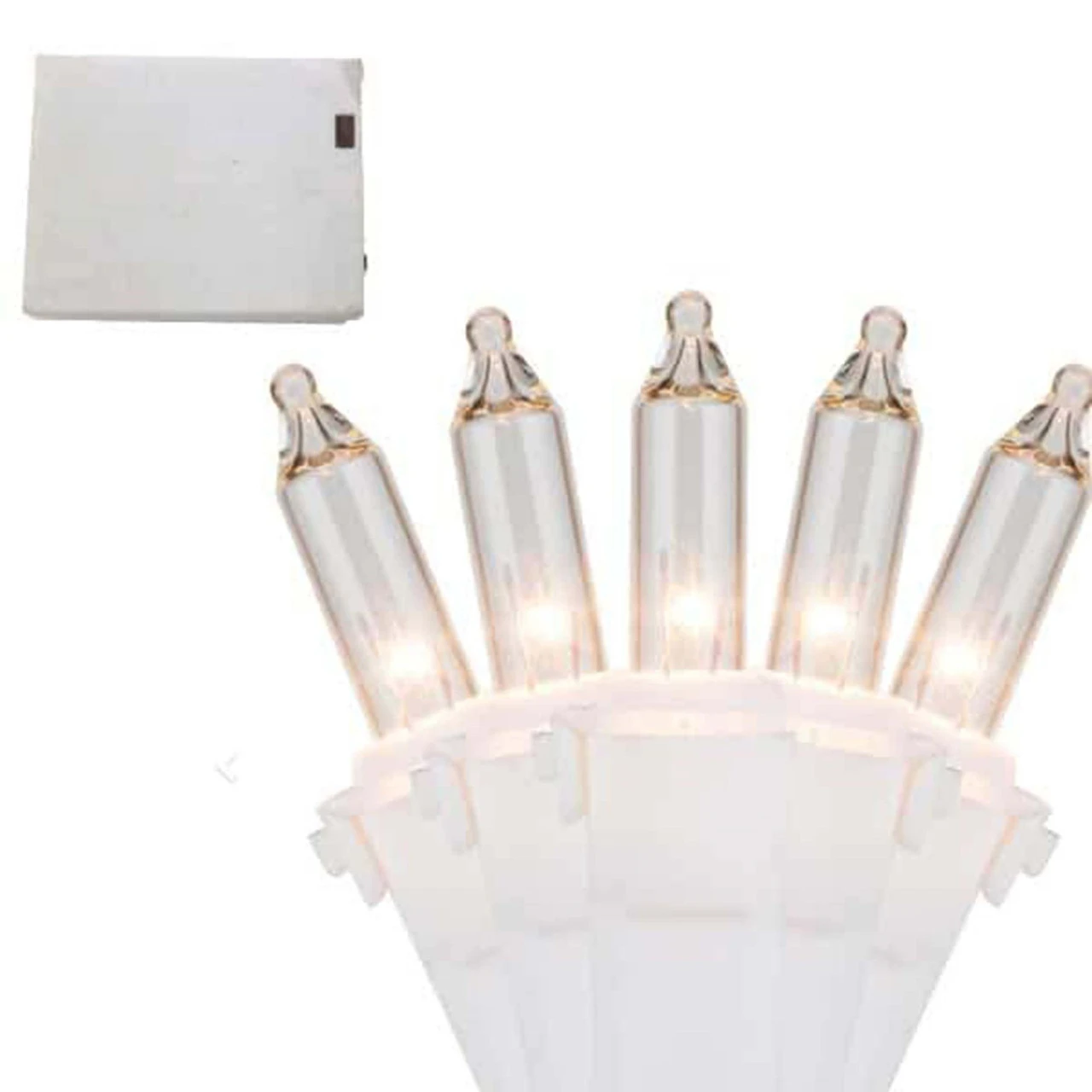 50 Battery Operated Clear Mini Christmas Lights - 4.6 Ft White Wire 3 50 Battery Operated Clear Mini Christmas Lights - 4.6 Ft White Wire - Image 3