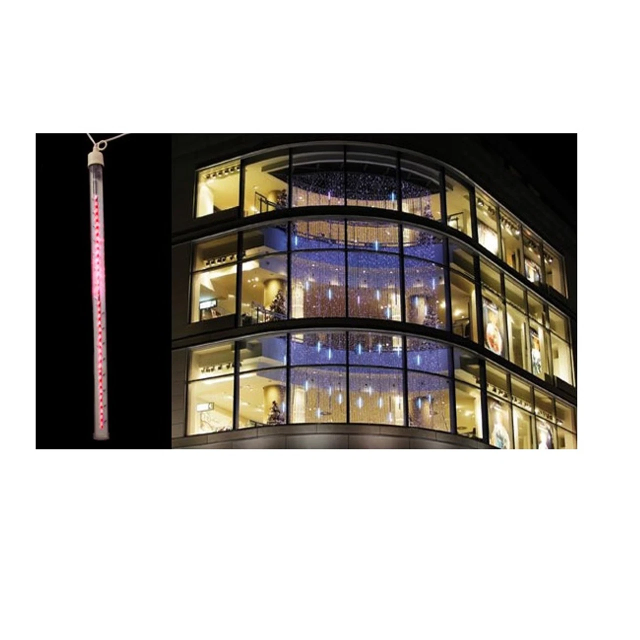 48 Red LED Dripping Icicle Tube Christmas Lights - White Wire 3 48 Red LED Dripping Icicle Tube Christmas Lights - White Wire - Image 3