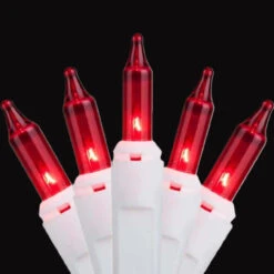 100-Count Red Mini Christmas Light Set, 18ft White Wire