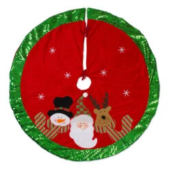 42" Red And Green Christmas Themed Round Tree Skirt