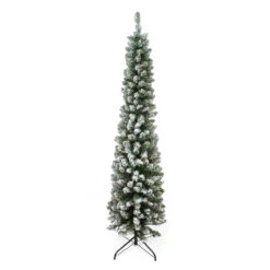 6' Flocked Traditional Green Pine Pencil Artificial Christmas Tree - Unlit