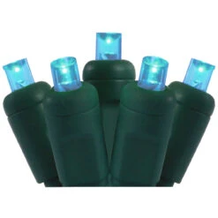 50 Aquamarine Blue LED Wide Angle Christmas String Lights - 25.17 Ft Green Wire