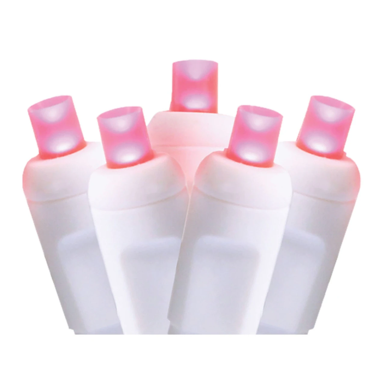 50 Pink LED Wide Angle Christmas String Lights - 17 Ft White Wire 1 50 Pink LED Wide Angle Christmas String Lights - 17 Ft White Wire