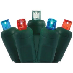 35 Multi-Color LED Wide Angle Christmas String Lights - 12 Ft Green Wire