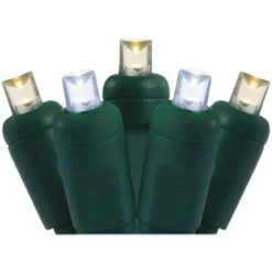 50 Warm And Cool White LED Wide Angle Christmas String Lights - 25.17 Ft White Wire