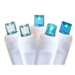 50 Turquoise Blue Glacier LED Wide Angle Christmas String Lights - 25.17 Ft White Wire