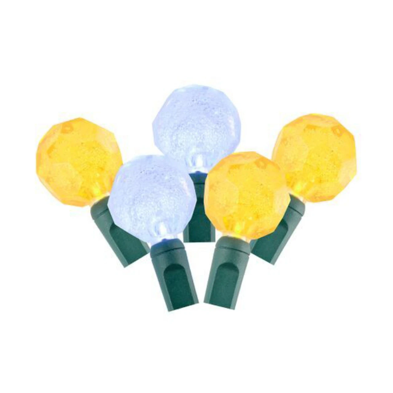25 Gold And White LED Bubble Crystal Christmas String Lights - 12.5 Ft Green Wire 1 25 Gold And White LED Bubble Crystal Christmas String Lights - 12.5 Ft Green Wire