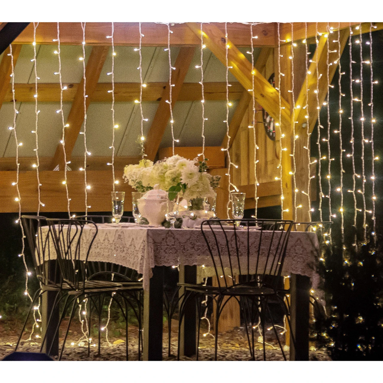 240 Cool White LED Wide Angle Christmas Hanging Drops String Lights - 8 Ft White Wire 2 240 Cool White LED Wide Angle Christmas Hanging Drops String Lights - 8 Ft White Wire - Image 2